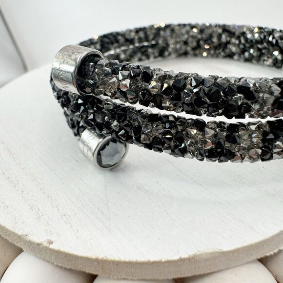 Swarovski Crystaldust Double Bangle Bracelet in black Memory Wire - Picture 16 of 16